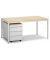 Schreibtisch-Büromöbel-Set BASE L 274120, 72cm (H), 200x80cm (BxT), rechteckig, ahorn / lichtgrau