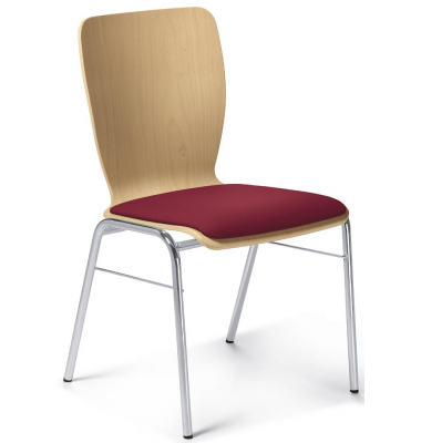 Besucherstuhl JARA, bordeaux / chrom, ohne Armlehnen, 4-Fuß-Gestell