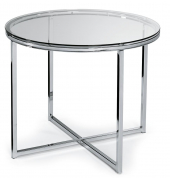 Beistelltisch, 450mm (H), 55x55cm (BxT), rund, transparent / chrom