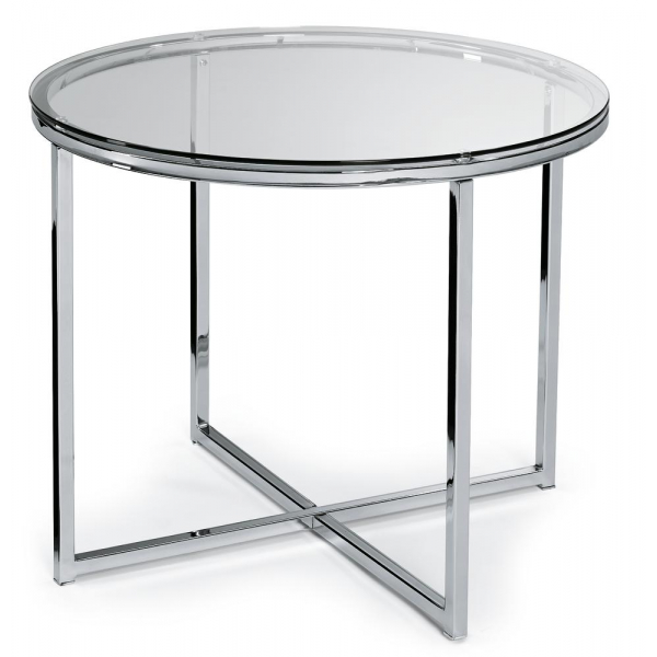 4251635633620 - Beistelltisch 450mm (H) 55x55cm (BxT) rund transparent   chrom 4251635633620 Deskin