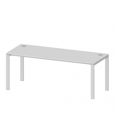 Schreibtisch Comfort EVO, manuell höhenverstellbar, 73-85,5cm (H), 200x80cm (BxT), rechteckig, lichtgrau / silber Schreibtisch Comfort EVO, manuell höhenverstellbar, 73-85,5cm (H), 200x80cm (BxT), rechteckig, lichtgrau / silber