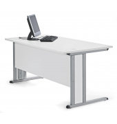 Schreibtisch Basic MULTI M, 74cm (H), 80x80cm (BxT), quadratisch, lichtgrau / silber