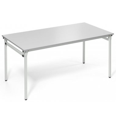 Klapptisch, 160x80cm (BxT), 72cm (H), Holz, rechteckig, lichtgrau / silber