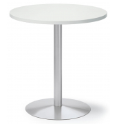 Konferenztisch MODUL, 72cm (H), 70x70cm (BxT), 3 Personen, rund, wei&szlig; / alusilber