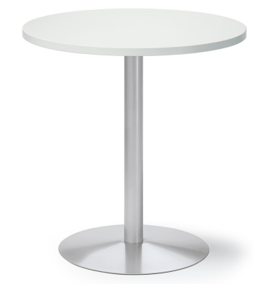 Konferenztisch MODUL, 72cm (H), 70x70cm (BxT), 3 Personen, rund, wei&szlig; / alusilber