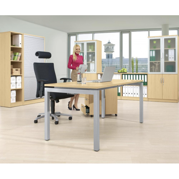 4251635635150 - Schreibtisch Basic MULTI M 227357 65-130cm (H) 160x80cm (BxT) rechteckig buche silber 4251635635150 Deskin 4251635635150 - Schreibtisch Basic MULTI M 227357 65-130cm (H) 160x80cm (BxT) rechteckig buche silber 4251635635150 Deskin