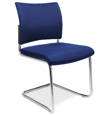 Besucherschwinger LAS VEGAS, blau / chrom, ohne Armlehnen, Freischwinger