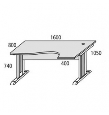 Schreibtisch Basic MULTI M, 74cm (H), 160x105cm (BxT), Freiform, lichtgrau / silber