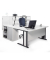 Schreibtisch Basic MULTI M, 74cm (H), 160x105cm (BxT), Freiform, lichtgrau / silber