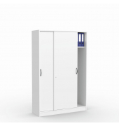 Schiebet&uuml;renschrank MULTI M 258507, abschlie&szlig;bar, 5 OH, wei&szlig;, 120x183,5x42cm (BxHxT)