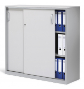 Schiebet&uuml;renschrank CONCEPT LINE 270269, abschlie&szlig;bar, 3 OH, alusilber/lichtgrau, 120x116x42cm (BxHxT)