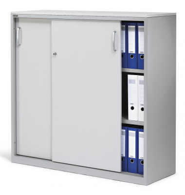 Schiebet&uuml;renschrank CONCEPT LINE 270269, abschlie&szlig;bar, 3 OH, alusilber/lichtgrau, 120x116x42cm (BxHxT)