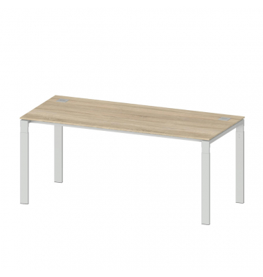 Schreibtisch Comfort EVO, manuell höhenverstellbar, 73-85,5cm (H), 180x80cm (BxT), rechteckig, wildeiche / silber