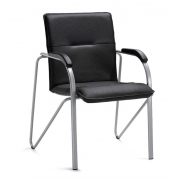 Besucherstuhl ARKAS, schwarz / silber, mit Armlehnen, 4-Fuß-Gestell