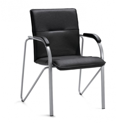 Besucherstuhl ARKAS, schwarz / silber, mit Armlehnen, 4-Fuß-Gestell