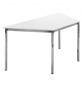 Besprechungstisch 278873, 72cm (H), 160x80cm (BxT), 3 Personen, Trapezform, weiß / chrom