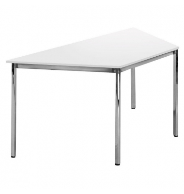 Besprechungstisch Deskin-Line, 72cm (H), 160x80cm (BxT), 3 Personen, Trapezform, wei&szlig; / chrom