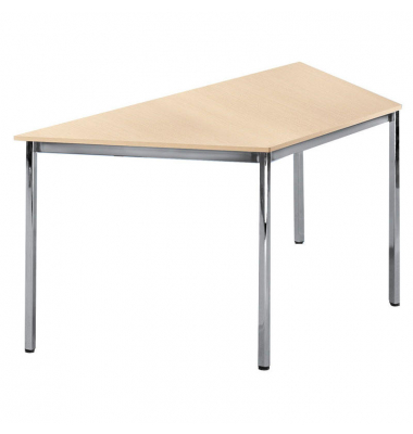 Besprechungstisch 248699, 72cm (H), 160x80cm (BxT), 3 Personen, Trapezform, ahorn / chrom