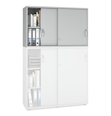 Aufsatzschrank MULTI M pro 270177, abschlie&szlig;bar, 2x2 OH, lichtgrau, 120x75x42cm (BxHxT)