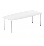 Konferenztisch MODUL, 74,5cm (H), 220x100cm (BxT), 8 Personen, Tonnenform, wei&szlig; / silber