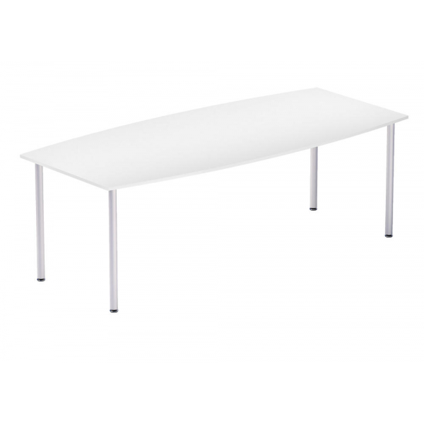 4251635640734 - Konferenztisch 279305 745cm (H) 220x100cm (BxT) 8 Personen Tonnenform weiß   silber 4251635640734 Deskin