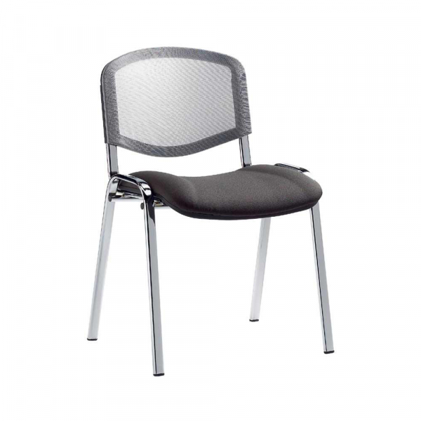 4251635641281 - Besucherstuhl ISO PLUS NET grau dunkelgrau   chrom ohne Armlehnen 4-Fuß-Gestell 4251635641281 Deskin