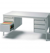 Schreibtischkombination BASE L, 72cm (H), 200x80cm (BxT), rechteckig, lichtgrau / lichtgrau
