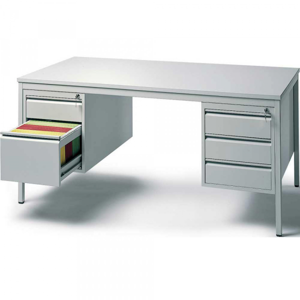 4251635641885 - Schreibtischkombination BASE L 256477 72cm (H) 200x80cm (BxT) rechteckig lichtgrau   lichtgrau 4251635641885 Deskin