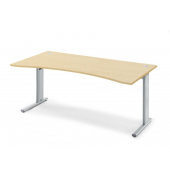 Schreibtisch Cockpit Basic M MULTI M, 74cm (H), 180x95cm (BxT), Cockpitform, ahorn / silber