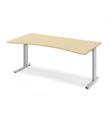 Schreibtisch Cockpit Basic M MULTI M, 74cm (H), 180x95cm (BxT), Cockpitform, ahorn / silber