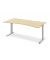 Schreibtisch Cockpit Basic M MULTI M, 74cm (H), 180x95cm (BxT), Cockpitform, ahorn / silber