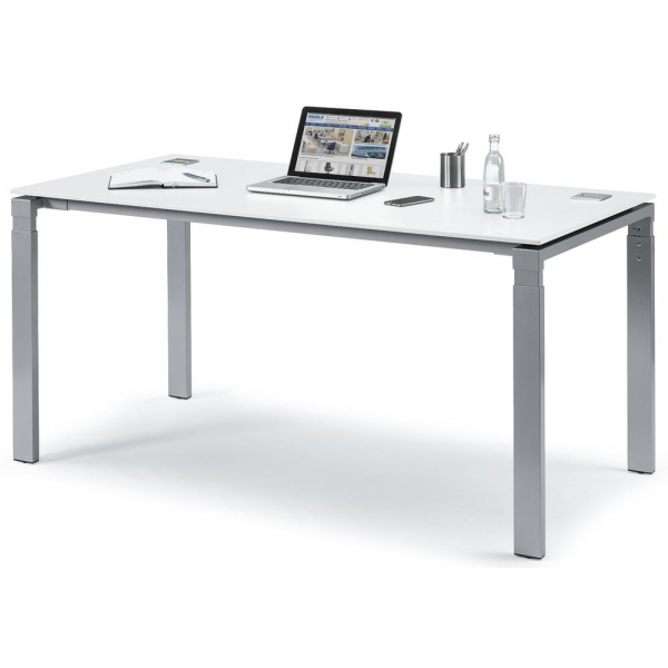 4251635642738 - Schreibtisch Comfort EVO 280670 manuell höhenverstellbar 65-130cm (H) 160x80cm (BxT) rechteckig weiß   silber 4251635642738