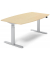 Sitz-Steh-Besprechungstisch, elektrisch h&ouml;henverstellbar 64-130cm (H), 200x100cm (BxT), 8 Personen, Tonnenform, ahorn / silber