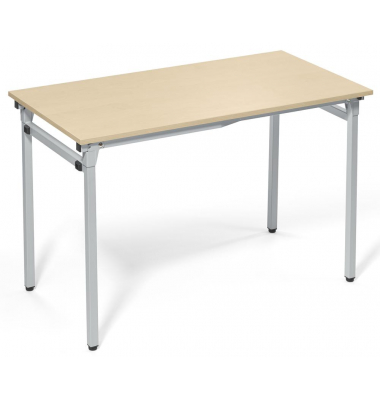 Klapptisch, 120x60cm (BxT), 72cm (H), Holz, rechteckig, ahorn / silber