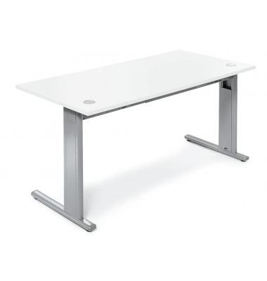 Schreibtisch Basic M MULTI M, 74cm (H), 120x80cm (BxT), rechteckig, wei&szlig; / silber