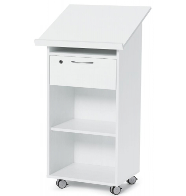 Stehpult LAUDATUS, höhenverstellbar 120cm (H), 60x52,5cm (BxT), rechteckig, weiß