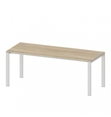 Schreibtisch Comfort EVO, manuell h&ouml;henverstellbar, 73-85,5cm (H), 200x80cm (BxT), rechteckig, wildeiche / silber