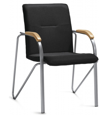 Besucherstuhl ARKAS, schwarz / chrom, mit Armlehnen, 4-Fuß-Gestell