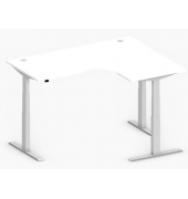Sitz-Steh-Schreibtisch Comfort Multi M Pro, elektrisch höhenverstellbar, 64-130cm (H), 180x80cm (BxT), L-Form, weiß / silber