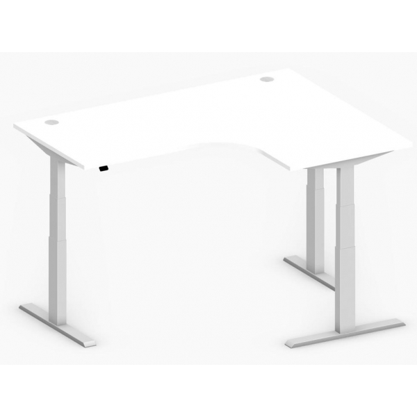 4251635647573 - Sitz-Steh-Schreibtisch Comfort Multi M Pro 285830 elektrisch höhenverstellbar  1800mmx800mm (BxT) L-Form weiß   Alusilber RA