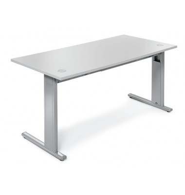 Schreibtisch Basic M MULTI M, 74cm (H), 80x80cm (BxT), quadratisch, lichtgrau / silber