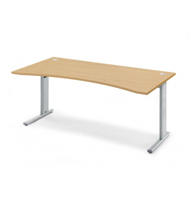 Schreibtisch Cockpit Basic M MULTI M, 74cm (H), 180x95cm (BxT), Cockpitform, buche / silber