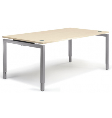 Schreibtisch Comfort MULTI M, manuell h&ouml;henverstellbar, 62-82cm (H), 180x80cm (BxT), rechteckig, ahorn / silber