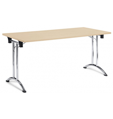 Klapptisch MODUL, 160x70cm (BxT), 73cm (H), Holz, rechteckig, ahorn / chrom