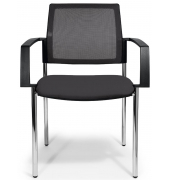 Besucherstuhl VALERA 4, bordeaux / chrom, mit Armlehnen, 4-Fuß-Gestell