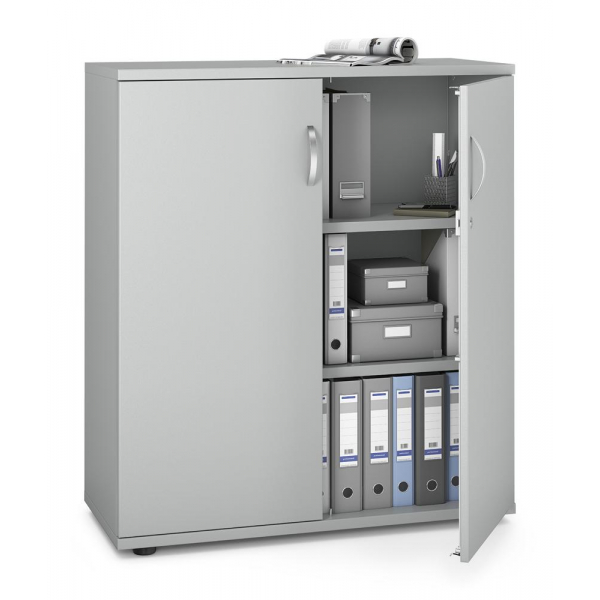 4251635652805 - Flügeltürenschrank MULTI M pro 270132 abschließbar 3 OH lichtgrau 100x114x42cm BxHxT) 4251635652805 Deskin