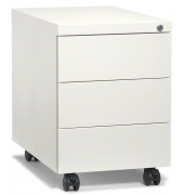 Rollcontainer 256088, reinwei&szlig;, 3 Schubladen, Stahl, abschlie&szlig;bar