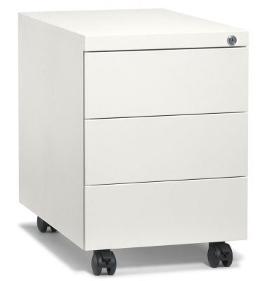 Rollcontainer 256088, reinwei&szlig;, 3 Schubladen, Stahl, abschlie&szlig;bar