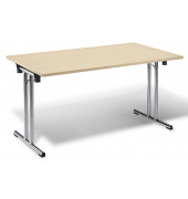 Klapptisch MODUL, 140x80cm (BxT), 72cm (H), Holz, rechteckig, ahorn / chrom