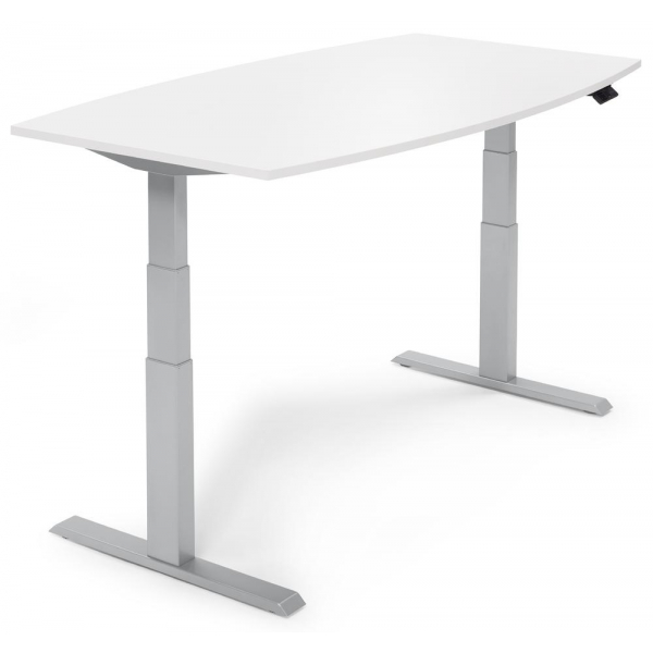 4251635655080 - Sitz-Steh-Besprechungstisch 286992 elektrisch höhenverstellbar 130cm (H) 200x100cm (BxT) 8 Personen Tonnenform weiß   silbe
